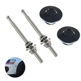 PTNHZ RACING 2pcs 1.25" Universal JDM Style Quick Latch Bumper Release Fastener Push Button Billet Hood Pin Lock Clip Kit Quick Pins for Auto Car Bumper Hood License Plate Black