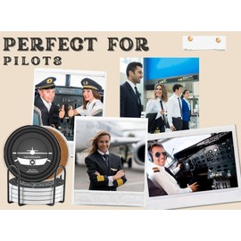 Onebttl Pilot Gifts for Men, Aviation Gifts Coaster, Ceramic, Set of 6 with Gift Box, Absorbent with Cork Base, for Pilots Aviation Lovers, Home Decor for Christmas, Housewarming, Birthday