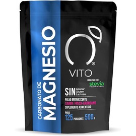 VITO - Magnesio Efervescente Fresa-Arándano - 500 g - 120 Porciones Endulzado con stevia, libre de azúcar, gluten y lactosa. Ideal para integrar a la rutina nocturna