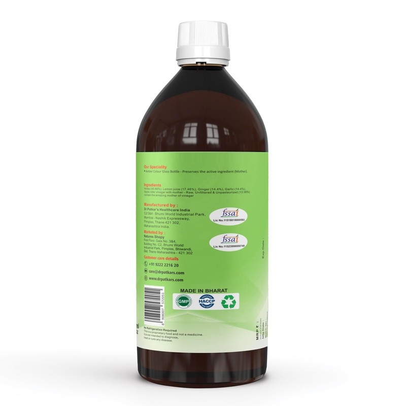 Dr. Patkar's Apple Cider Vinegar Garlic,Ginger,Lemon And Honey (Pack Of