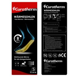 CURATHERM 5 Pairs - Disposable Heat Insoles Size S (36-38) - Foot Warmers | Foot Warmers for Cold Feet | Up to 8 Hours of Warmth, Perfect for Winter & Outdoor, Skiers, Camping