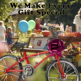 InstaBows 12 Inch Big Bow for Bike Metallic Pull Bow Makes Large Car Bow Perfect for Really Giant Gift Wrapping This Pull String Car Bow is Weather Resistant (Pink Glitter, 1XBow)