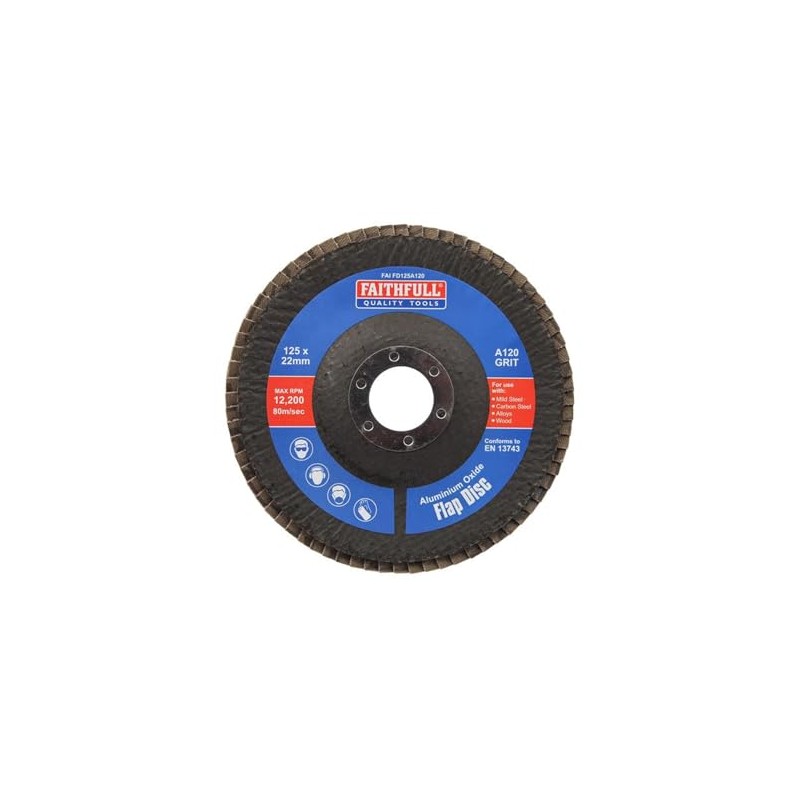 Faithfull Sanding Flap Disk Amuninium Oxide 120 Grit (Fine) 125mm