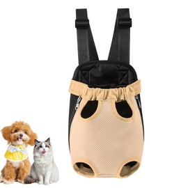 Dog Front Backpack, Outdoor Pets Shoulder Bag Chest Strap Travel Bag Legs Front Backpack Carrier for Dogs Cats and Rabbits (Beige, S)