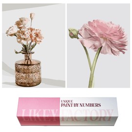 LikeyFactory - 12x16inch 2Packs Paint by Numbers Kit for Adults on Rolled Canvas with Paintbrushes Color Acrylic DIY Premium Quality (Lisianthus & Peony)