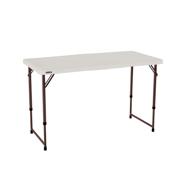 Lifetime 4432 4-Foot Half Adjustable Folding Table, Almond