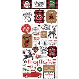 Echo Park Paper A LUMBERJACK CHRISTMAS 6x13 Sheet of Chipboard Phrases