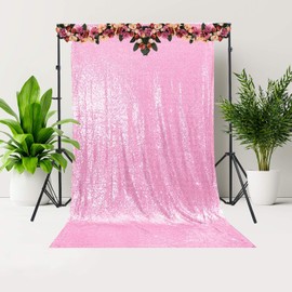 Trimming Shop 4ft x 7ft Rose Gold Sequin Backdrop Photography Background Shiny Fabric Glitter Curtain Backdrop Photo Studio Background for Birthday Wedding Reception Party Christmas Decoration