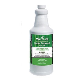 San Jacinto Environmental Supplies ORGANIC MicroLife Super Seaweed, Liquid SUPER Fertilizer, 1 quart bottle, 0-0-.3