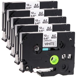 5x Label Tape Cassette for Brother TZe-231 12 mm Black on White 12 mm Wide x 8 m Long Laminated Compatible with TZE-231