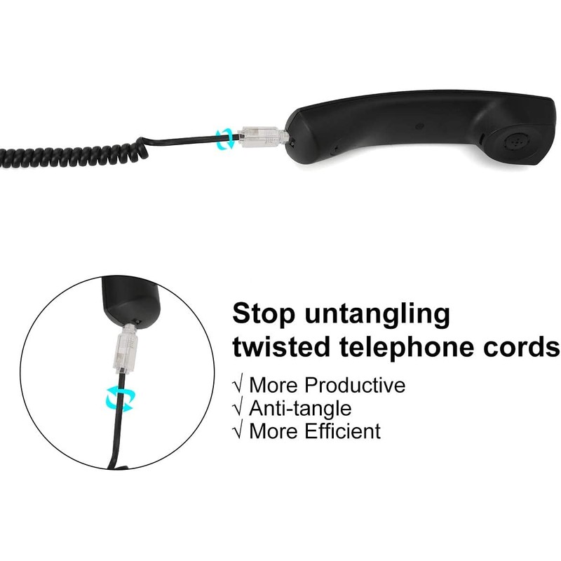 3 x 360 Degree Rotatable Telephone Cord Detanglers for Telephone