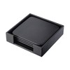 Dacasso Black Leather 4-Square Coaster Set
