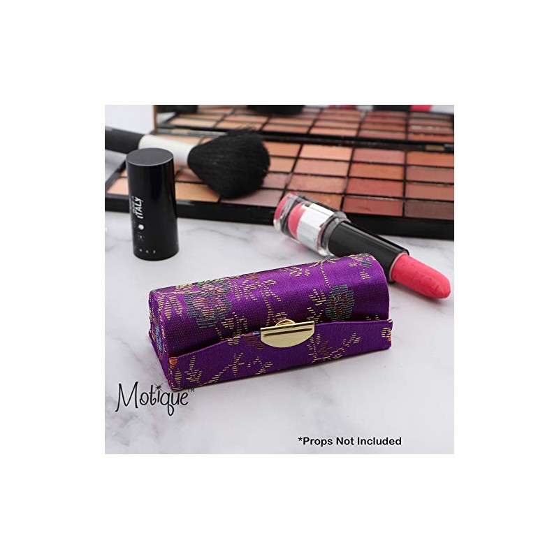 Motique Accessories Purple Lipstick Case with Brocade Design