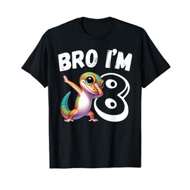 Bro I'm 8 Year Old Gecko Lizard 8th Birthday Kids Dabbing T-Shirt