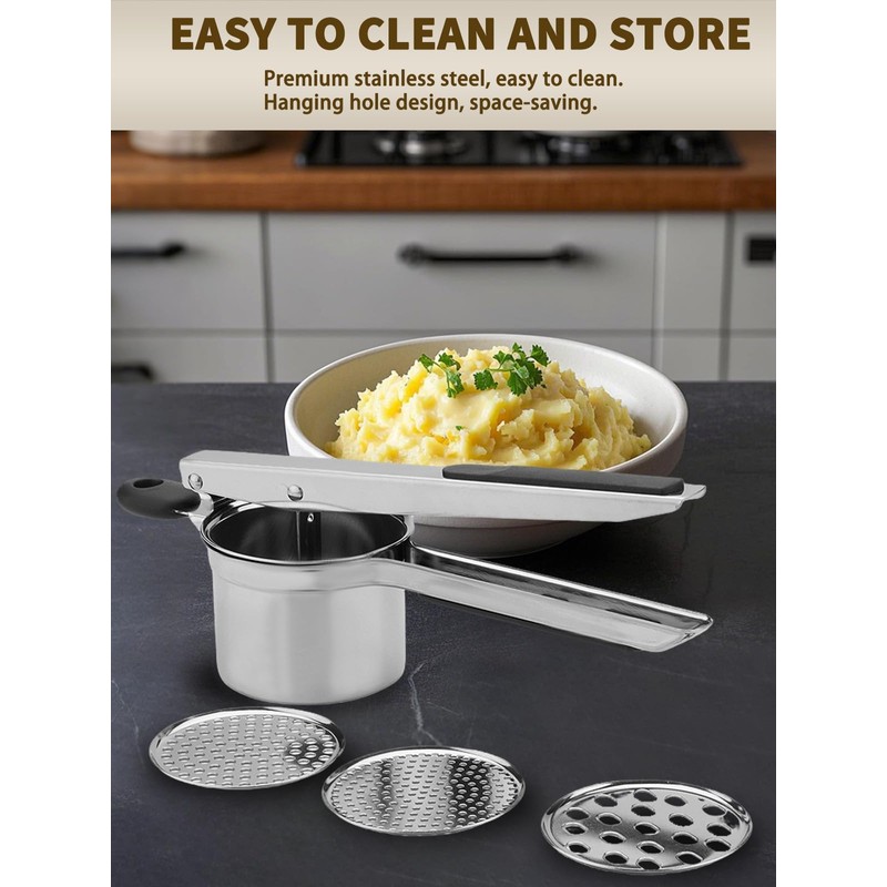 Potato Ricer, Heavy Duty Stainless Steel Potato Masher and Ricer