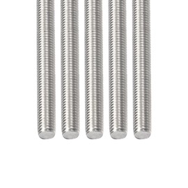 DTGN M8x1.25x80mm(DxPxL) Fully Threaded Rod - 5Pack - Good for Machinery - 304 Stainless Steel Right Hand Thread Rods Bar Studs - Silver