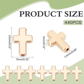 CRAFTYMELODY 440Pcs Gold Cross Beads, Crucifix Cross Spacer Beads Holy Charm Bulk Plastic Crucifix Loose Bead Accessories for Bracelets Necklaces Jewelry Making DIY Crafts