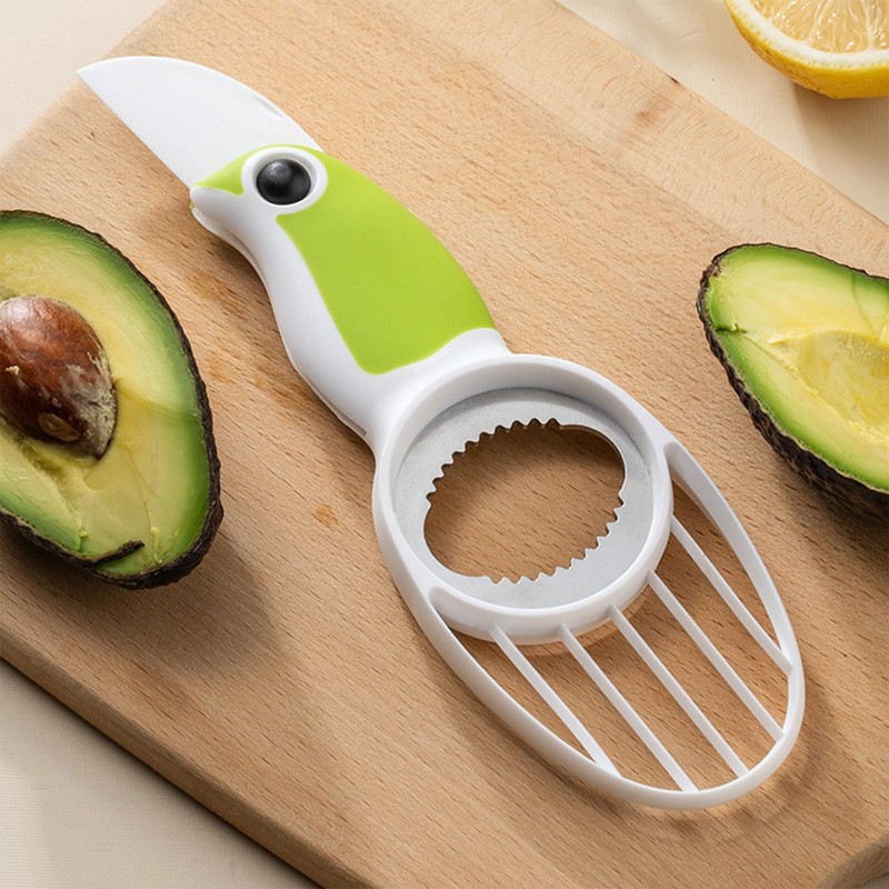 3-in-1 Avocado Tool with Soft Grip Handle, Green,
