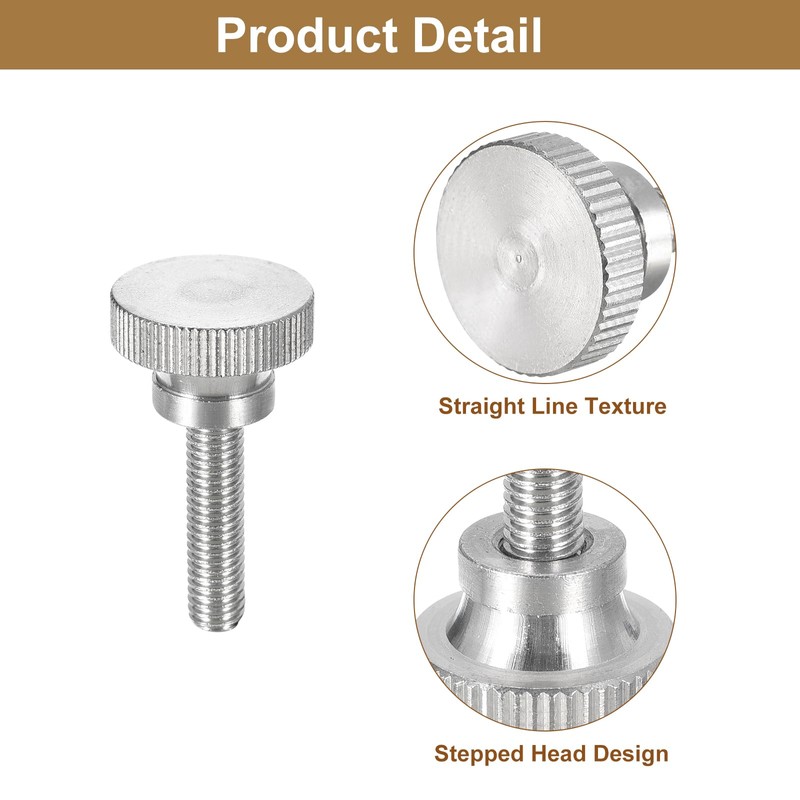 sourcing map M5x20mm Knurled Thumb Screws, 5pcs 304 Stainless Steel