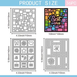 GLOBLELAND Lattice Background Cutting Dies for DIY Scrapbooking Metal Square Frame Cut Dies Flowers Shake Die Cuts for Card Making Embossing