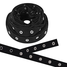 Mandala Crafts Cinta de metal para coser por yarda – botones de algodón a presión para coser bebé – Tiras de botón de cierre para ropa de bebé 3 yardas cinta negra