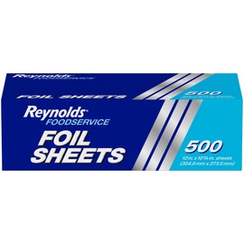 Reynolds Foodservice Pre-Cut Aluminum Foil Sheets, Great for Concessions, Catering, Cafeterias, and Restaurants, Easily Moldable Around Food, 12 x 10.75 Inches, 500 Ct.