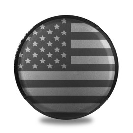 Moonet Spare Tire Cover for RV Trailer,Waterproof PVC Faux Leather Wheel Cover with American Flag Fit for Truck,Trailer,RV,SUV,Camper and Most Vehicle (Black-Grey, for Tire Diameter 24"-26")
