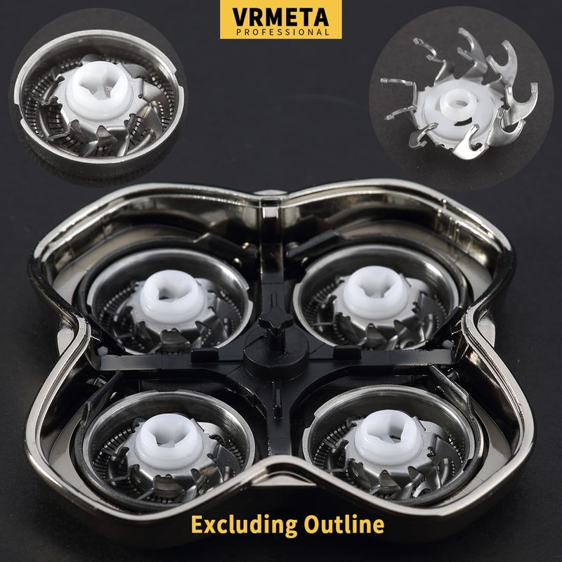 VRMETA 4 PCS Shaver Head Replacement Blades for Skull Pitbull