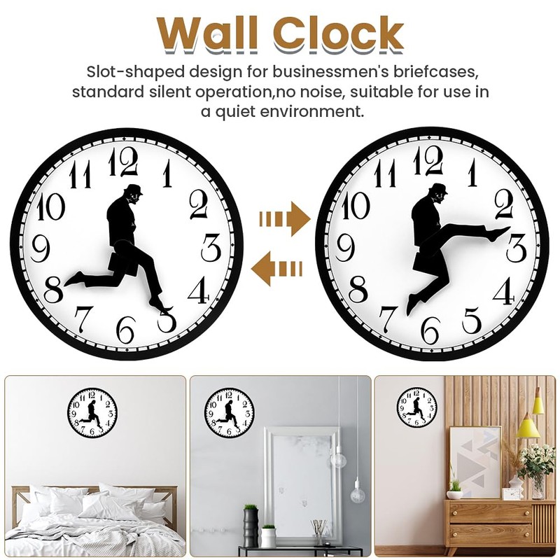 Silly Walk Wall Clock, 9.84‑Inch Silent Funny Creative Analog Clock