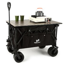 Whitsunday Collasible Wagon Cart, Large Capacity Wagon,Camping Beach Wagon Outdoor Picnic All-Terrain Wheels Heavy Duty Utility Wagon Cart for Grocery Gardening Shopping Fishing Black