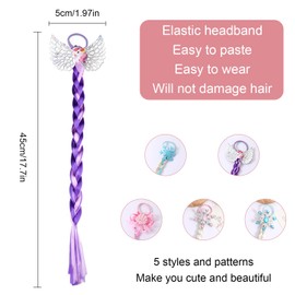 Vueinrg Pack of 5 Colourful Hair Strands Children's Headband Princess Braid Hair Extension Braided Braid Girls Wig Ponytail Hairpiece Animation Cosplay Children's Wig for Party Costume