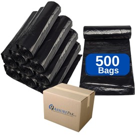 Black LDPE Coreless Trash Bags - 24"x33" - 500 Bags - 0.6 mil - Black - 243306MBLKLDTL - AssurePak