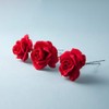Beaupretty 6 Pieces Wedding Updo Hairpins Red Rose Flower Hair