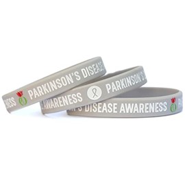 3 of Parkinson's Disease Awareness Bracelet Wristbands with Ribbon and Flower