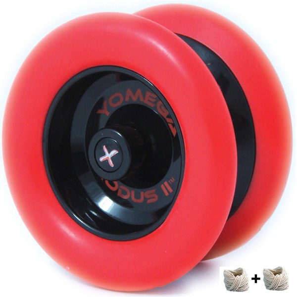 Yomega Xodus II YoYo Roller Bearings Rubber Rim Wing Shape Design Professional Responsive Yoyo Intermediate Level Competition with 2 Strings(red)