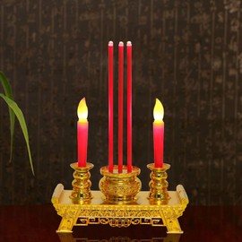 Beaupretty Led Decor Led Electronic Incense Burner Stick Buddhist Candle Lamp Retro Light Chinese Traditional Candlestick Feng Shui Buddhist Worship Prayer Altar Supplies Dragon Incense Burner