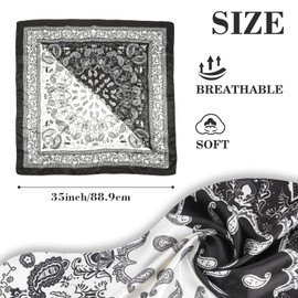 Silk Scarf,Bandana,Head Scarf,Hair Scarf,Silk Bandana,Satin Head Scarf,Silk Scarf For Hair,Neck Scarf,Hair Bandanas For Women,Square Scarf,Summer Scarf,Satin Hair Scarf,Scarf For Women,Black 1 Pieces