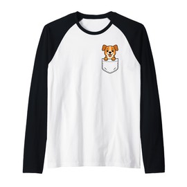 Cute Beagle Puppy Pocket Pal Funny Beagle Dog Lover Raglan Baseball Tee