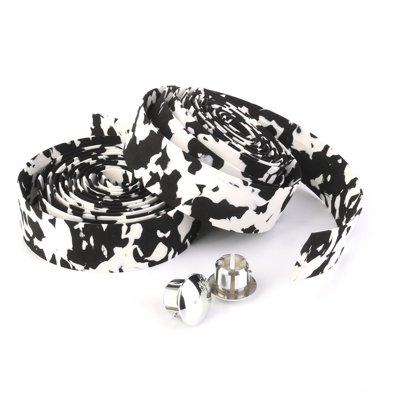 自転車 バーテープ ハンドルバーテープ 左右 2個 セット ハンドル グリップ ブラックとホワイト