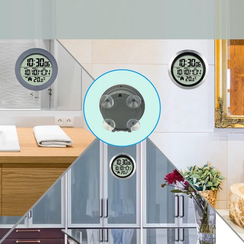 Lyaciomn Digital Shower Clock Waterproof, Bathroom Timer Clock, Digital Kitchen
