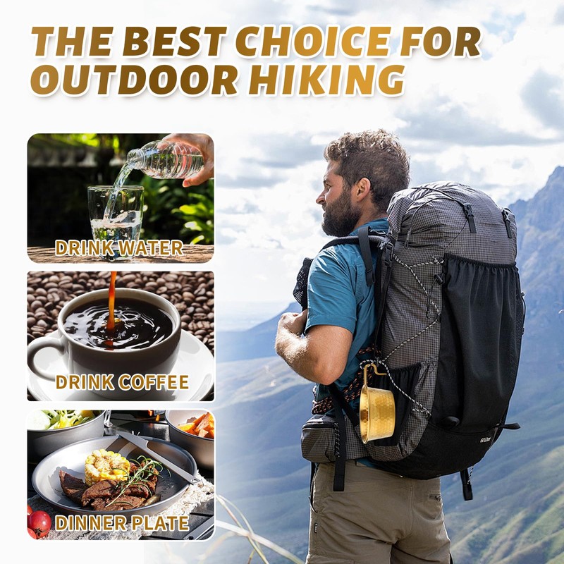 Camping Sierra Cup Set fo 2, 304 Stainless Steel Stackable