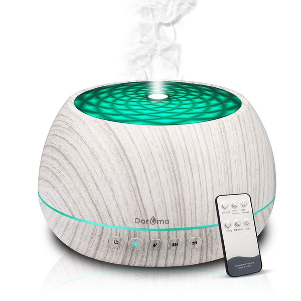 1000ml Essential Oil Diffuser,DAROMA Aromatherapy Diffuser With Bluetooth Speaker,Remote Control Ultrasonic Cool Mist Humidifier, 7 Color Unique Mood Lights & Waterless Auto-Off,WhiteWood