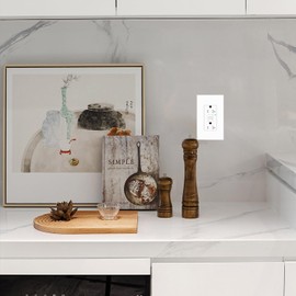 NineLeaf 20Amp GFCI Outlet Receptacles 4pk,Weather-Resistant(WR) with LED Indicator, Decorative Wall Plates and Screws Included, ETL Certified, White