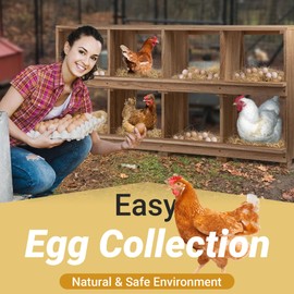 Neoaider Nesting Boxes for Chickens 8 Compartment, Wall-Mounted Wooden Chicken Nesting Box, Ensuring Comfortable Egg Laying, Preventing Egg Falls, Perfect for Backyard and Poultry Farms