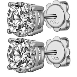 Jiahanzb Silver Stud Earrings for Women Men Stud Earrings Diamond Cubic Zirconia Stud Earrings │Dainty Earrings Jewellery, Sterling Silver, Cubic Zirconia