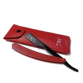 TRU BARBER Professional Barber Blade Straight Razor, Straight Blade Razor with 1.5mm Blade Exposure - Durable Straight Edge Razor, Single Edge (Black/Red)