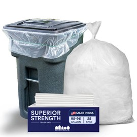 Plasticplace 95-96 gallon Garbage Can Liners │ 2 Mil │ Clear Heavy Duty Trash Bags │ 61” X 68” (25Count)
