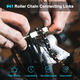 CQSPMOTO 8Pcs #41 Roller Chain Connecting Links Heavy Duty Roller Chain Manganese Steel Master Connector for Bycicles Mini Bikes Motorcycles Go Karts Home and Industrial Machinery