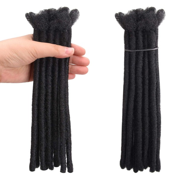 Noverlife 10 x 20 cm Black Backcomb Twisted Dreadlock Extensions, One-Sided Crochet Synthetic Dreadlocks Accessories, Jamaica Punk Hip-Hop Reggae Hair Braiding Wigs Faux Locs Dreads for Women