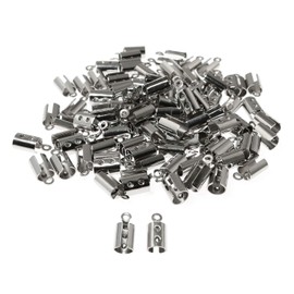 RLECS 100 broches redondos de acero inoxidable de 11 x 5 mm, cierre de cuerda redonda de dos puntos, cierre de cuerda para hacer joyas, collares, pulseras, pendientes